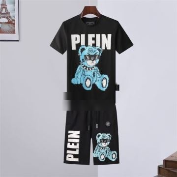 肌触りの気持ちい? フィリッププレイン PHILIPP PLEIN 2022春夏 半袖Tシャツ セットアップ上下 PHILIPP PLEINブランドコピー 2色可選