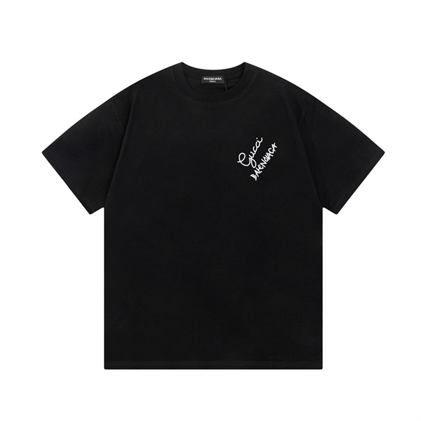 GUCCI xBALENCIAGA コピー Ｔシャツ グラデーション ロゴ プリント ショートスリーブ コットン