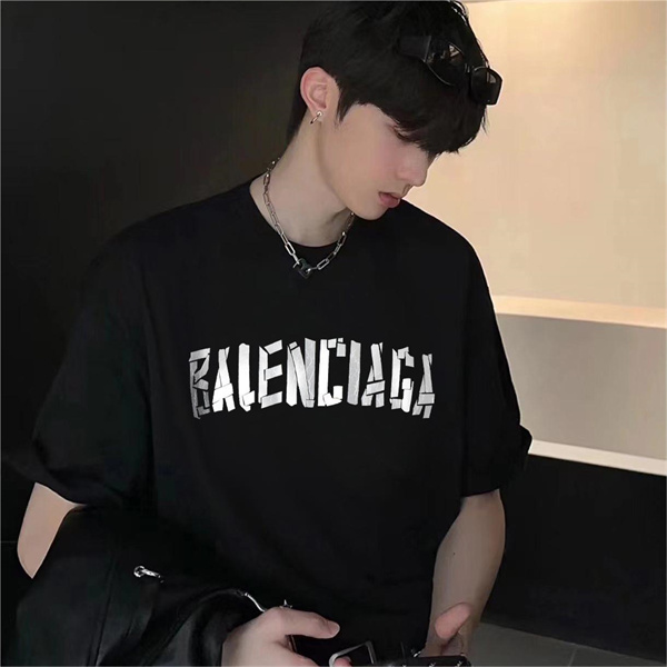 BALENCIAGA スーパーコピー Ｔシャツ リフレクター ロゴ 貼り付け プリント ユニセックス バレンシアガ