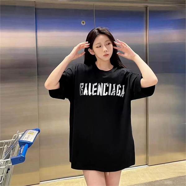 BALENCIAGA スーパーコピー Ｔシャツ リフレクター ロゴ 貼り付け プリント ユニセックス バレンシアガ