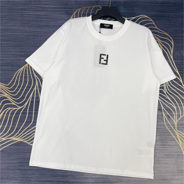 FENDI コピー Ｔシャツ FFロゴ 貼り付け 100%コットン フェンディ 