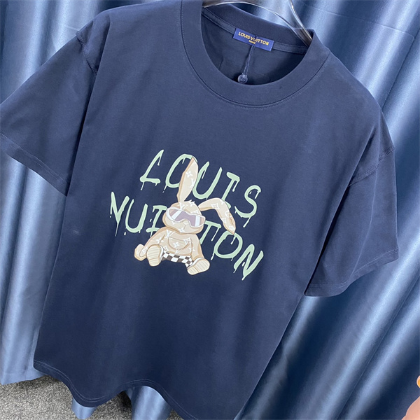 ルイヴィトン コピー Ｔシャツ ウサギ 縫ぐるみ ロゴ プリント 可愛い 綿 LOUIS VUITTON