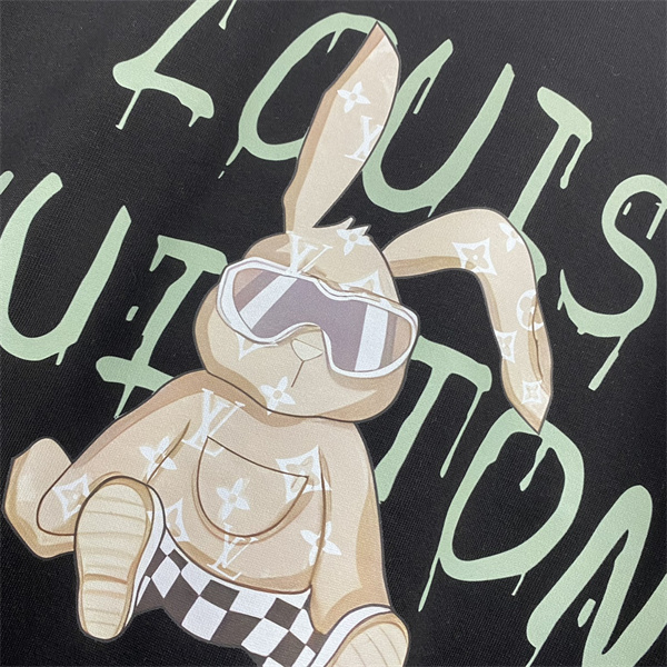 ルイヴィトン コピー Ｔシャツ ウサギ 縫ぐるみ ロゴ プリント 可愛い 綿 LOUIS VUITTON